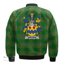 Irish Mecham Coat of Arms Family Crest Ireland Bomber Jacket Irish National Tartan Irish County Jacket