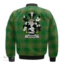 Irish Madden or O Madden Coat of Arms Family Crest Ireland Bomber Jacket Irish National Tartan Irish County Jacket