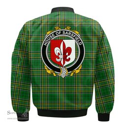 Irish House of SARSFIELD Coat of Arms Family Crest Ireland Bomber Jacket Irish National Tartan Irish County Jacket