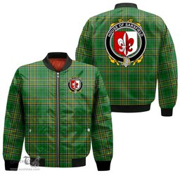 Irish House of SARSFIELD Coat of Arms Family Crest Ireland Bomber Jacket Irish National Tartan Irish County Jacket