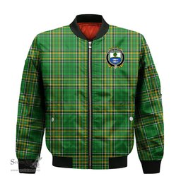 Irish House of WOULFE Coat of Arms Family Crest Ireland Bomber Jacket Irish National Tartan Irish County Jacket