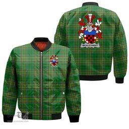 Irish Micklethwait Coat of Arms Family Crest Ireland Bomber Jacket Irish National Tartan Irish County Jacket