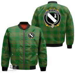 Irish House of PLUNKETT Coat of Arms Family Crest Ireland Bomber Jacket Irish National Tartan Irish County Jacket