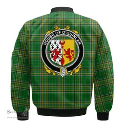 Irish House of O QUINLAN Coat of Arms Family Crest Ireland Bomber Jacket Irish National Tartan Irish County Jacket