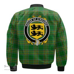 Irish House of O ROURKE Coat of Arms Family Crest Ireland Bomber Jacket Irish National Tartan Irish County Jacket