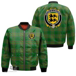 Irish House of O ROURKE Coat of Arms Family Crest Ireland Bomber Jacket Irish National Tartan Irish County Jacket