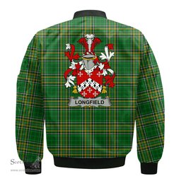 Irish Longfield Coat of Arms Family Crest Ireland Bomber Jacket Irish National Tartan Irish County Jacket