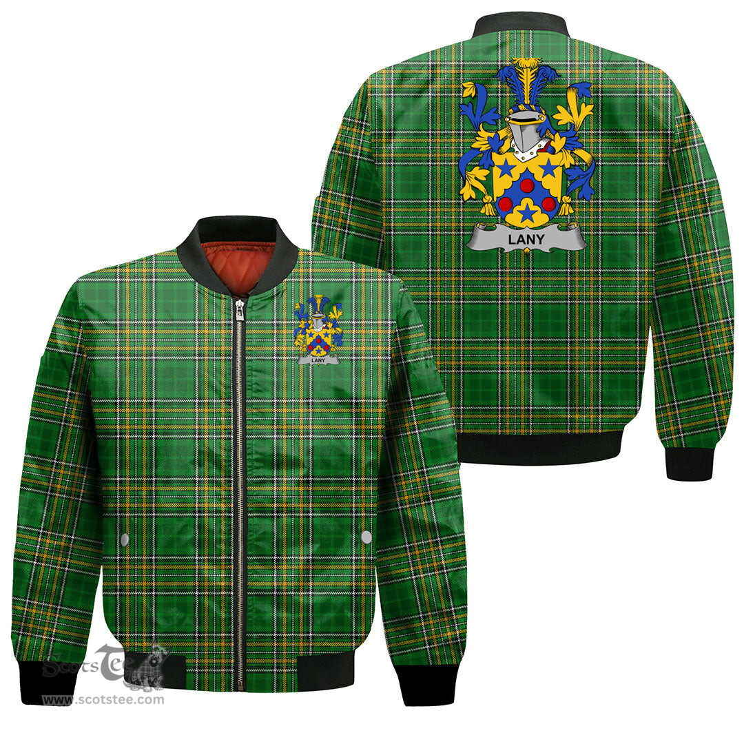 Irish Lany or Laney Coat of Arms Family Crest Ireland Bomber Jacket Irish National Tartan Irish County Jacket