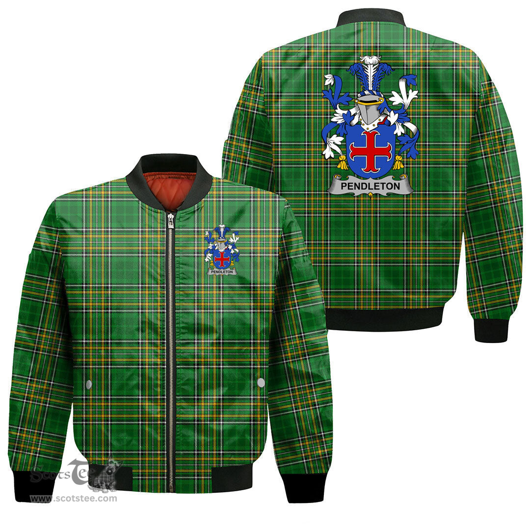 Irish Pendleton Coat of Arms Family Crest Ireland Bomber Jacket Irish National Tartan Irish County Jacket
