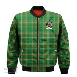 Irish Wren or Wrenn Coat of Arms Family Crest Ireland Bomber Jacket Irish National Tartan Irish County Jacket