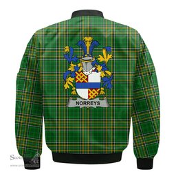 Irish Norreys Coat of Arms Family Crest Ireland Bomber Jacket Irish National Tartan Irish County Jacket