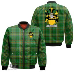 Irish Tanner Coat of Arms Family Crest Ireland Bomber Jacket Irish National Tartan Irish County Jacket