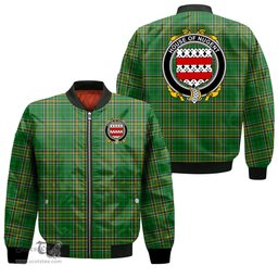 Irish House of NUGENT Coat of Arms Family Crest Ireland Bomber Jacket Irish National Tartan Irish County Jacket