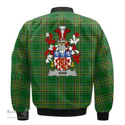 Irish Vian Coat of Arms Family Crest Ireland Bomber Jacket Irish National Tartan Irish County Jacket