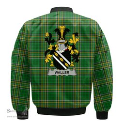 Irish Waller Coat of Arms Family Crest Ireland Bomber Jacket Irish National Tartan Irish County Jacket