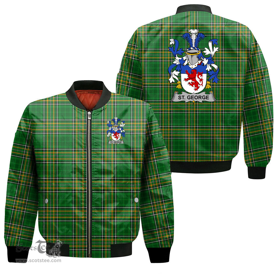 Irish St. George Coat of Arms Family Crest Ireland Bomber Jacket Irish National Tartan Irish County Jacket