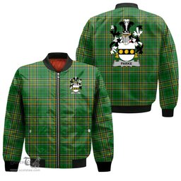 Irish Parke Coat of Arms Family Crest Ireland Bomber Jacket Irish National Tartan Irish County Jacket