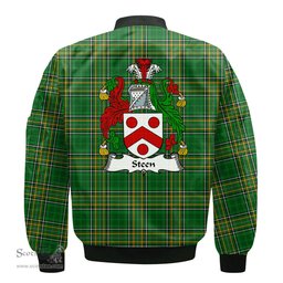 Irish Steen Coat of Arms Family Crest Ireland Bomber Jacket Irish National Tartan Irish County Jacket