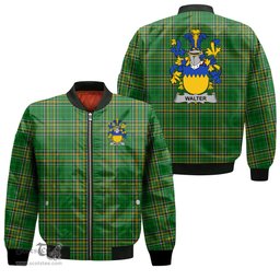 Irish Walter Coat of Arms Family Crest Ireland Bomber Jacket Irish National Tartan Irish County Jacket