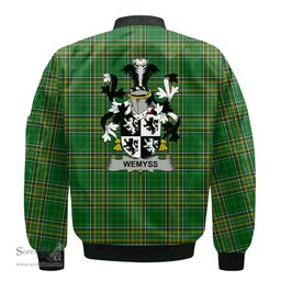 Irish Wemyss Coat of Arms Family Crest Ireland Bomber Jacket Irish National Tartan Irish County Jacket