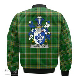 Irish Sherlock Coat of Arms Family Crest Ireland Bomber Jacket Irish National Tartan Irish County Jacket