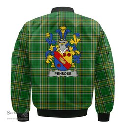 Irish Penrose Coat of Arms Family Crest Ireland Bomber Jacket Irish National Tartan Irish County Jacket