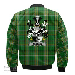 Irish Nelson or Nealson Coat of Arms Family Crest Ireland Bomber Jacket Irish National Tartan Irish County Jacket