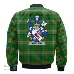 Irish Nowland Coat of Arms Family Crest Ireland Bomber Jacket Irish National Tartan Irish County Jacket