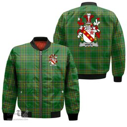 Irish Vance Coat of Arms Family Crest Ireland Bomber Jacket Irish National Tartan Irish County Jacket