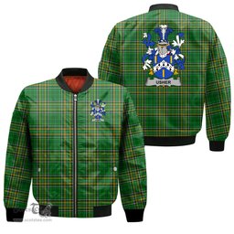 Irish Usher Coat of Arms Family Crest Ireland Bomber Jacket Irish National Tartan Irish County Jacket