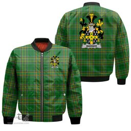 Irish Warner Coat of Arms Family Crest Ireland Bomber Jacket Irish National Tartan Irish County Jacket