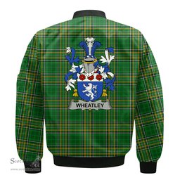 Irish Wheatley Coat of Arms Family Crest Ireland Bomber Jacket Irish National Tartan Irish County Jacket