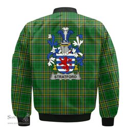 Irish Stratford Coat of Arms Family Crest Ireland Bomber Jacket Irish National Tartan Irish County Jacket
