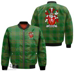 Irish Shevlin Coat of Arms Family Crest Ireland Bomber Jacket Irish National Tartan Irish County Jacket