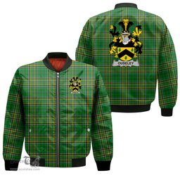 Irish Ouseley Coat of Arms Family Crest Ireland Bomber Jacket Irish National Tartan Irish County Jacket