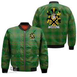 Irish Purcell Coat of Arms Family Crest Ireland Bomber Jacket Irish National Tartan Irish County Jacket