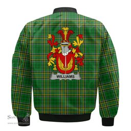 Irish Williams Coat of Arms Family Crest Ireland Bomber Jacket Irish National Tartan Irish County Jacket