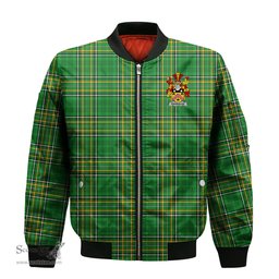 Irish Raynolds Coat of Arms Family Crest Ireland Bomber Jacket Irish National Tartan Irish County Jacket