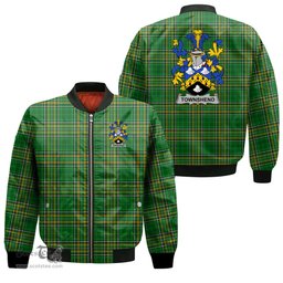 Irish Townshend or Townsend Coat of Arms Family Crest Ireland Bomber Jacket Irish National Tartan Irish County Jacket