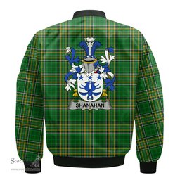 Irish Shanahan or O Shanahan Coat of Arms Family Crest Ireland Bomber Jacket Irish National Tartan Irish County Jacket