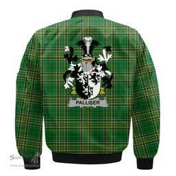 Irish Palliser Coat of Arms Family Crest Ireland Bomber Jacket Irish National Tartan Irish County Jacket