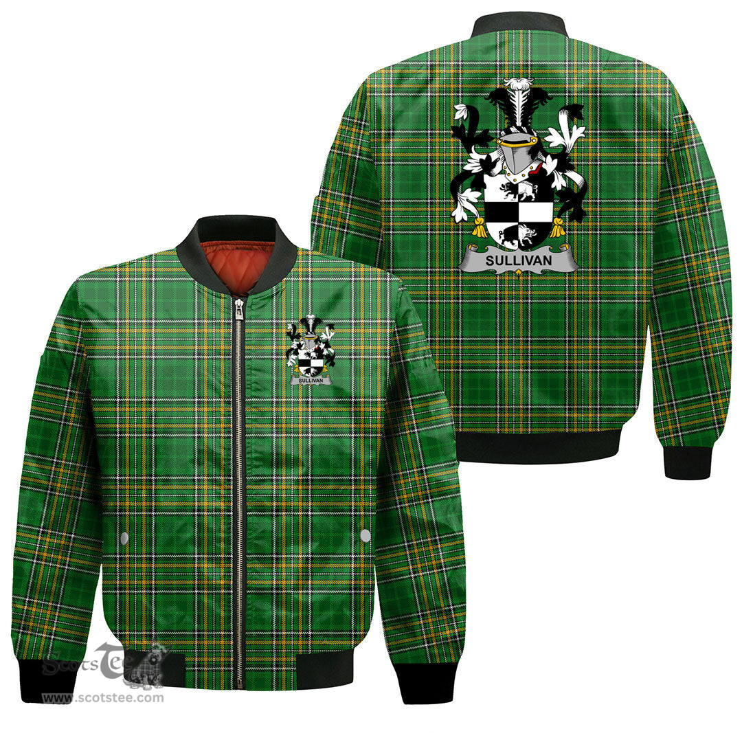 Irish Sullivan or O Sullivan Beare Coat of Arms Family Crest Ireland Bomber Jacket Irish National Tartan Irish County Jacket