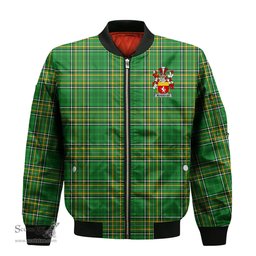Irish Quillan or McQuillan Coat of Arms Family Crest Ireland Bomber Jacket Irish National Tartan Irish County Jacket