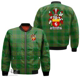 Irish Quillan or McQuillan Coat of Arms Family Crest Ireland Bomber Jacket Irish National Tartan Irish County Jacket
