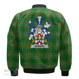 Irish Seward Coat of Arms Family Crest Ireland Bomber Jacket Irish National Tartan Irish County Jacket