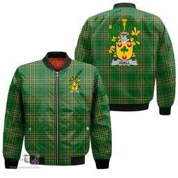 Irish Odell Coat of Arms Family Crest Ireland Bomber Jacket Irish National Tartan Irish County Jacket
