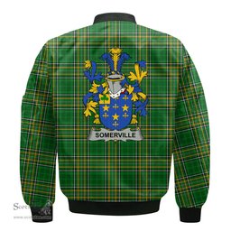 Irish Somerville Coat of Arms Family Crest Ireland Bomber Jacket Irish National Tartan Irish County Jacket