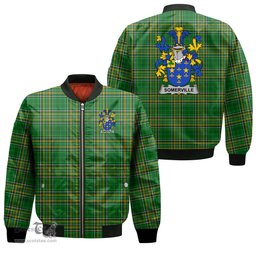 Irish Somerville Coat of Arms Family Crest Ireland Bomber Jacket Irish National Tartan Irish County Jacket