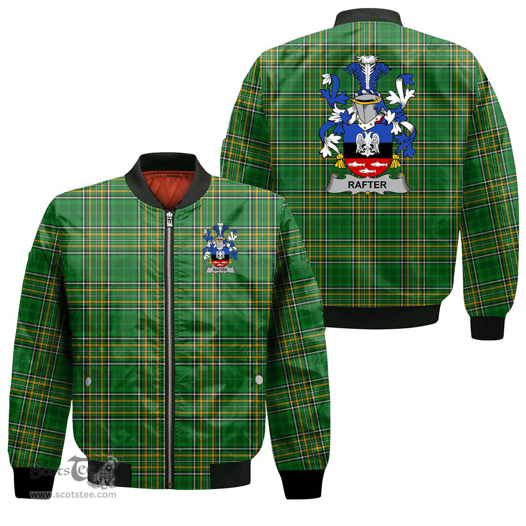 Irish Rafter Coat of Arms Family Crest Ireland Bomber Jacket Irish National Tartan Irish County Jacket