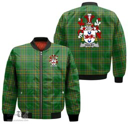 Irish Ogilby Coat of Arms Family Crest Ireland Bomber Jacket Irish National Tartan Irish County Jacket